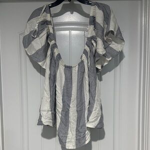 Striped Gray and White Women's Top